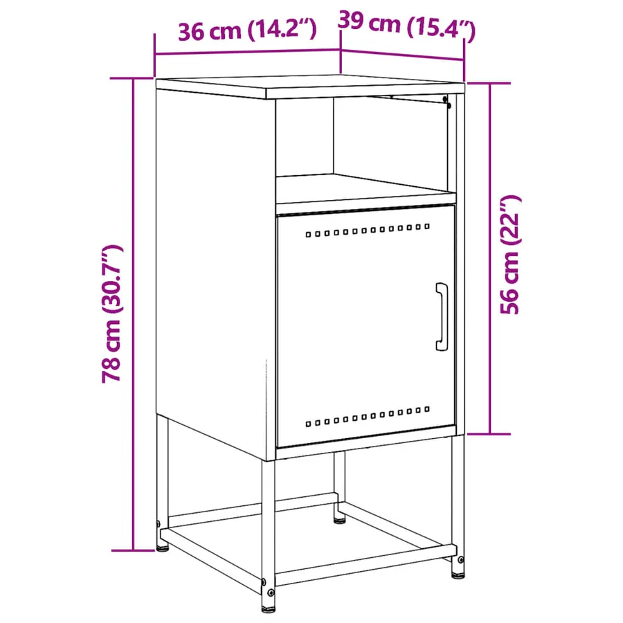Table de chevet anthracite 36x39x78 cm acier - 13