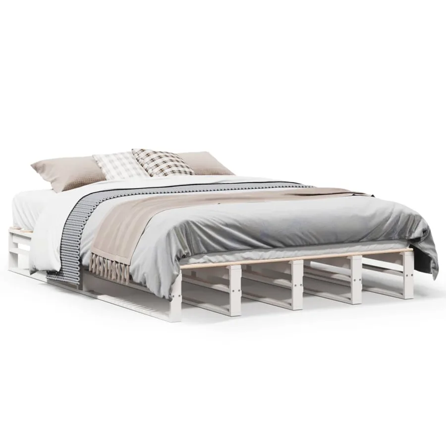 Cadre de lit sans matelas blanc 120x200 cm bois de pin massif - 2