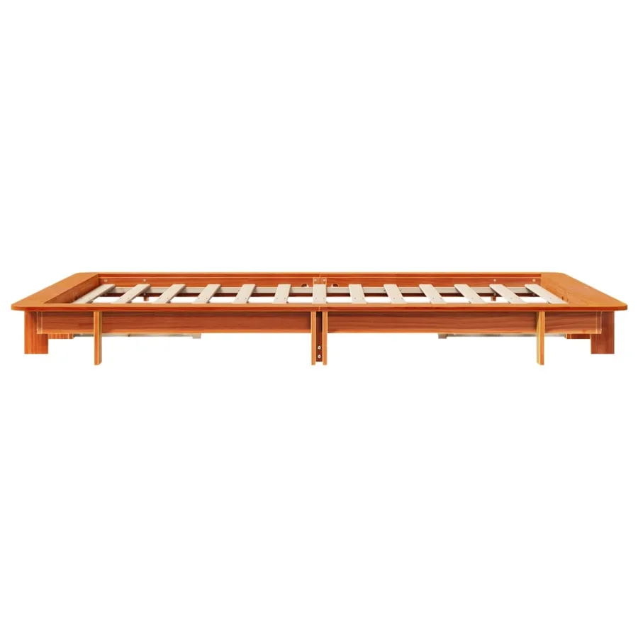 Cadre de lit sans matelas cire marron 135x190cm bois pin massif - 5