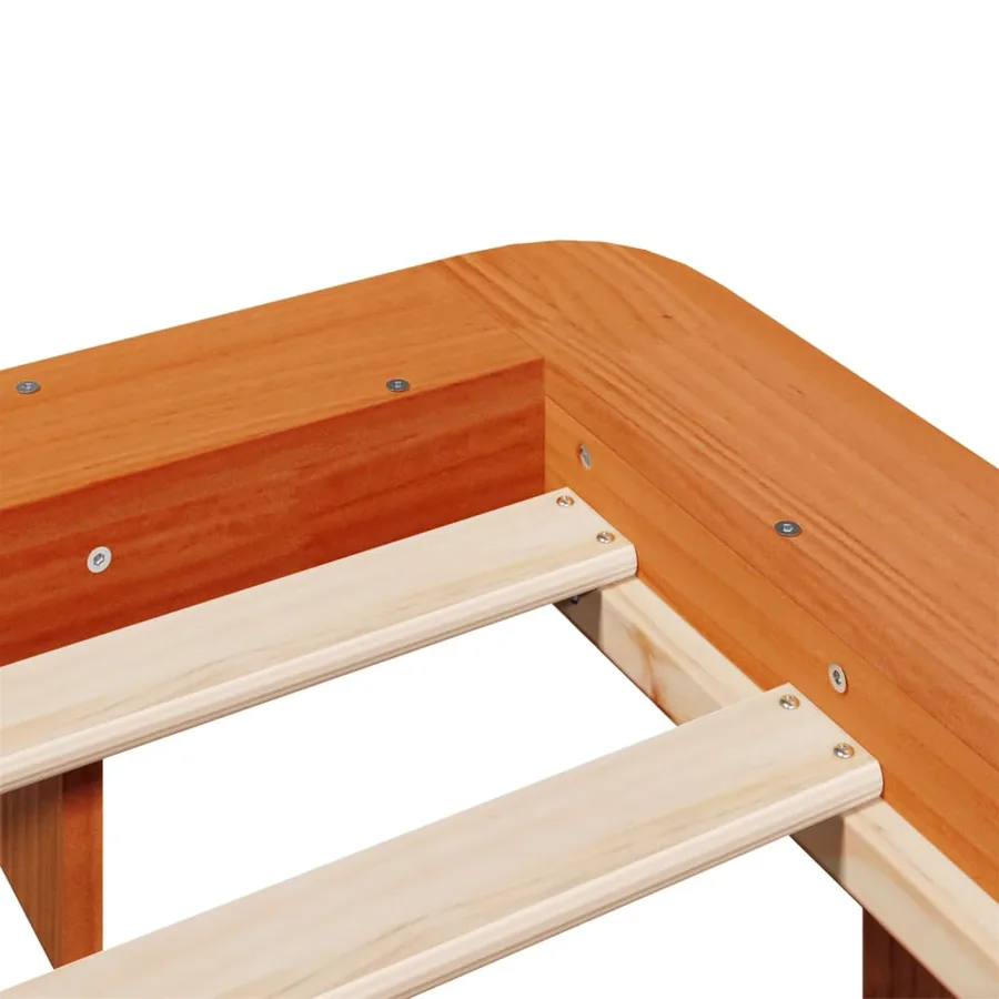 Cadre de lit sans matelas cire marron 135x190cm bois pin massif - 7