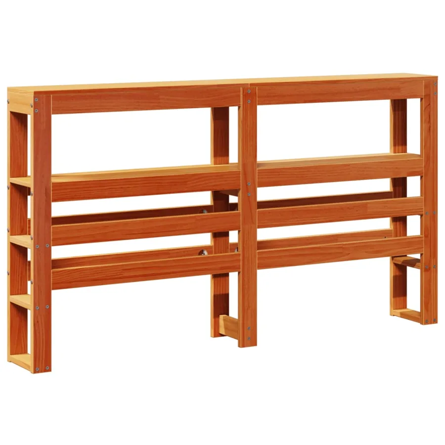 Tête de lit avec étagères marron cire 135 cm bois massif de pin - 6
