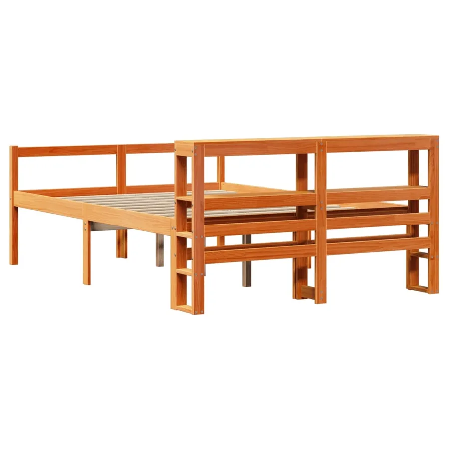 Cadre de lit et tête de lit sans matelas cire marron 160x200 cm - 6