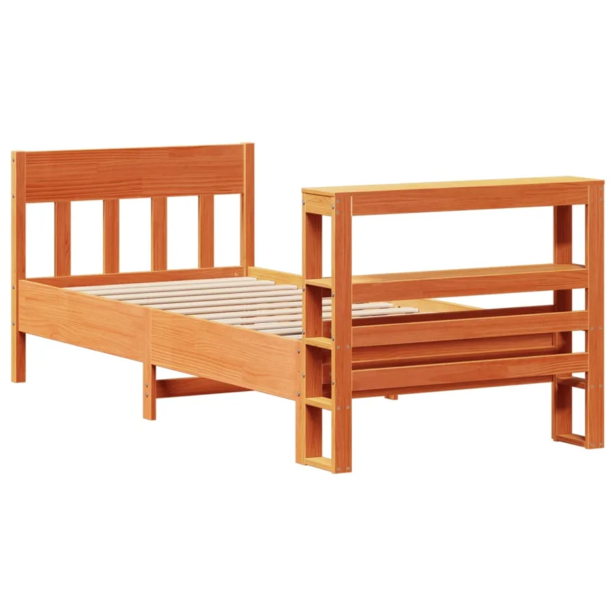 Cadre de lit sans matelas cire marron 100x200cm bois pin massif - 6