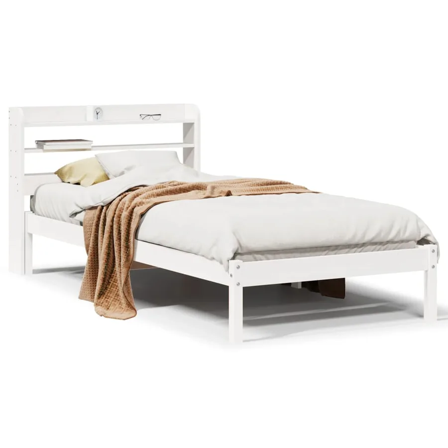 Cadre de lit sans matelas blanc 90x200 cm bois de pin massif - 2