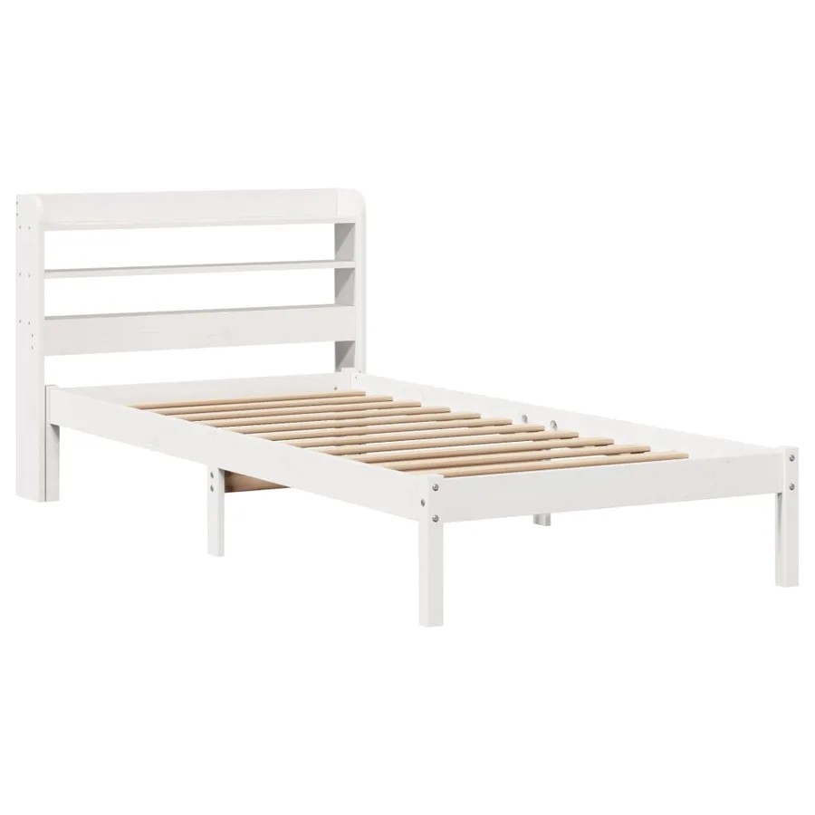 Cadre de lit sans matelas blanc 90x200 cm bois de pin massif - 3