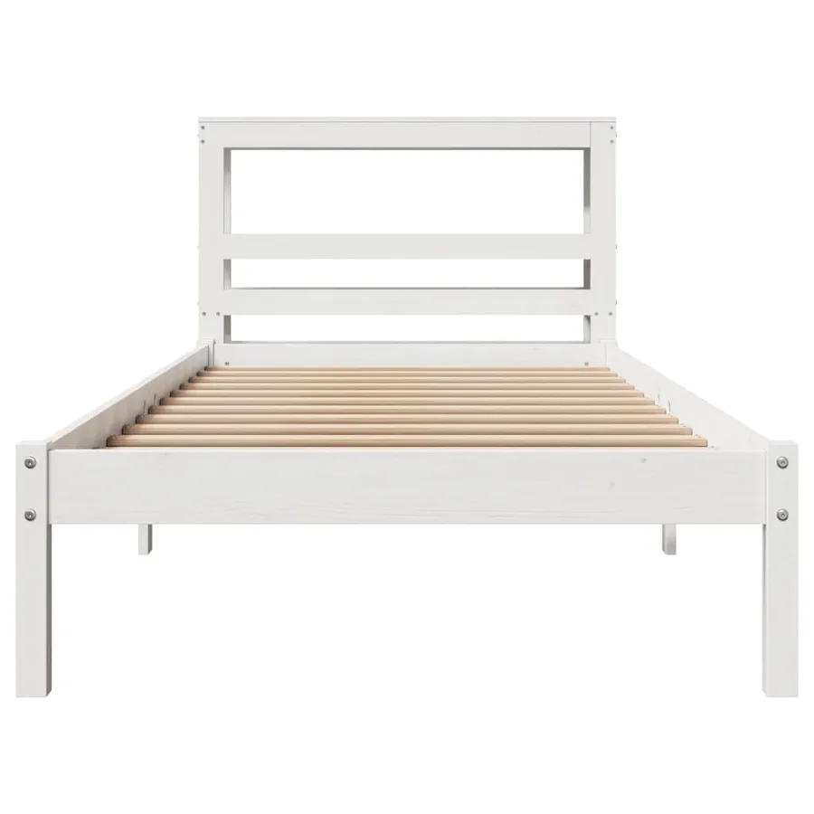 Cadre de lit sans matelas blanc 90x200 cm bois de pin massif - 4