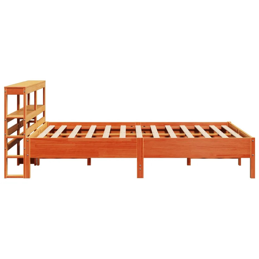 Cadre de lit sans matelas cire marron 160x200cm bois pin massif - 5