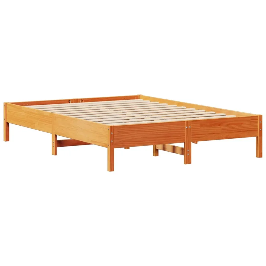 Cadre de lit sans matelas cire marron 160x200cm bois pin massif - 7