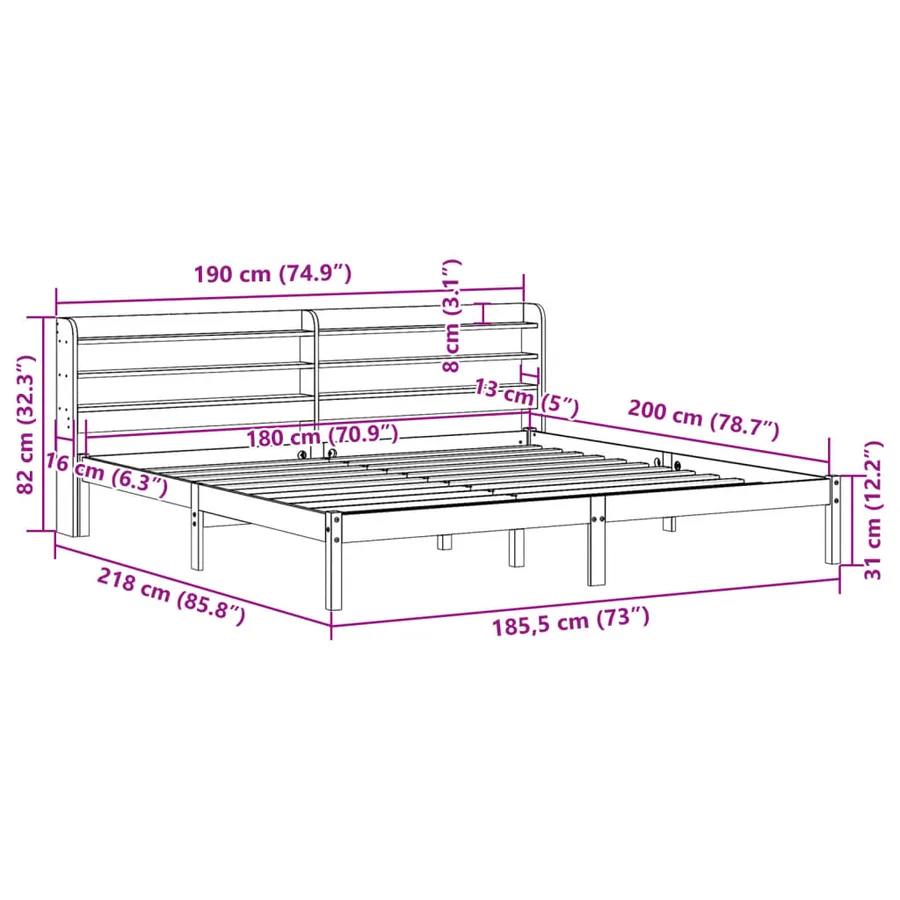 Cadre de lit et tête de lit sans matelas cire marron 180x200 cm - 12