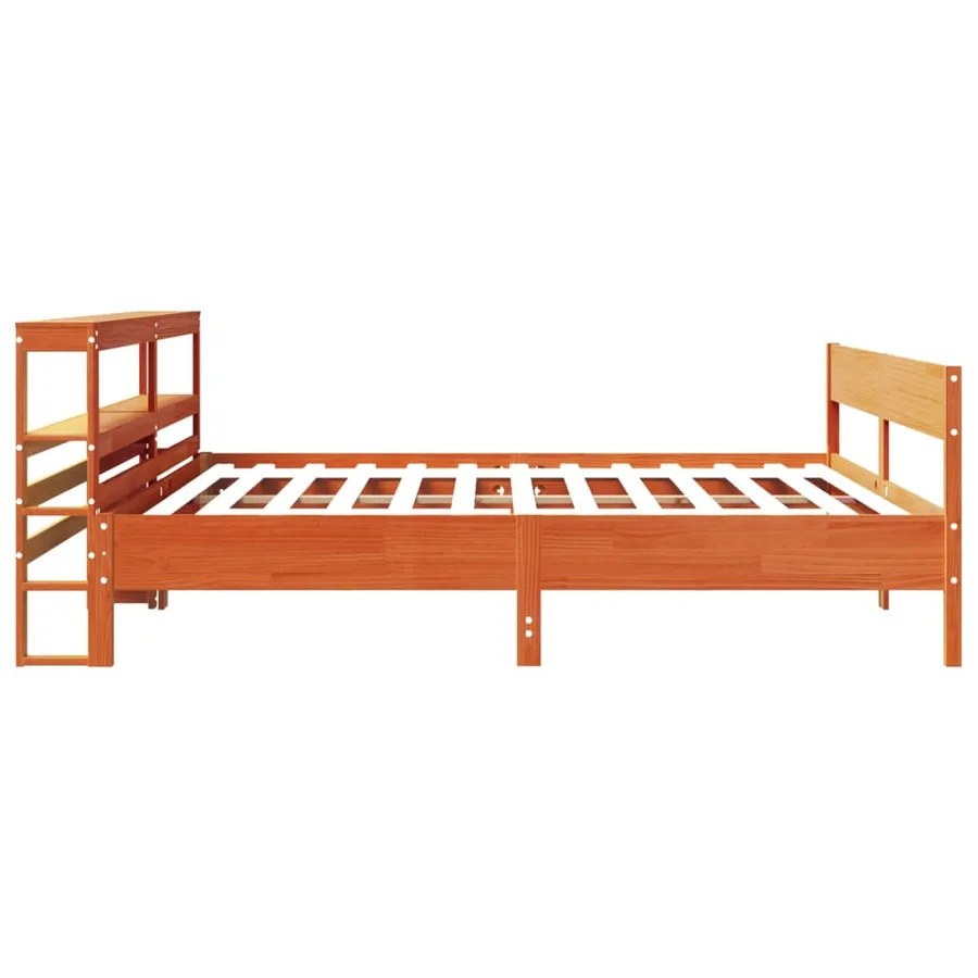 Cadre de lit sans matelas cire marron 200x200cm bois pin massif - 5
