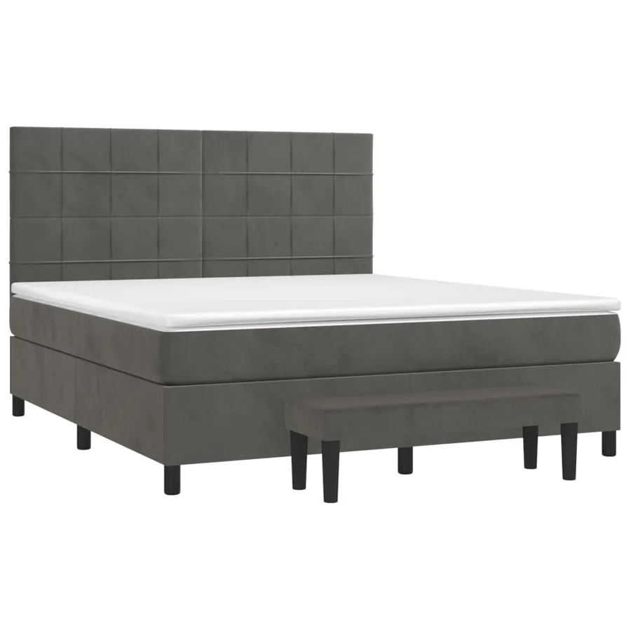 Sommier à lattes de lit et matelas Gris foncé 160x200cm Velours - 3