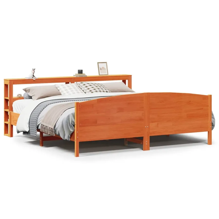 Cadre de lit sans matelas cire marron 180x200cm bois pin massif - 2