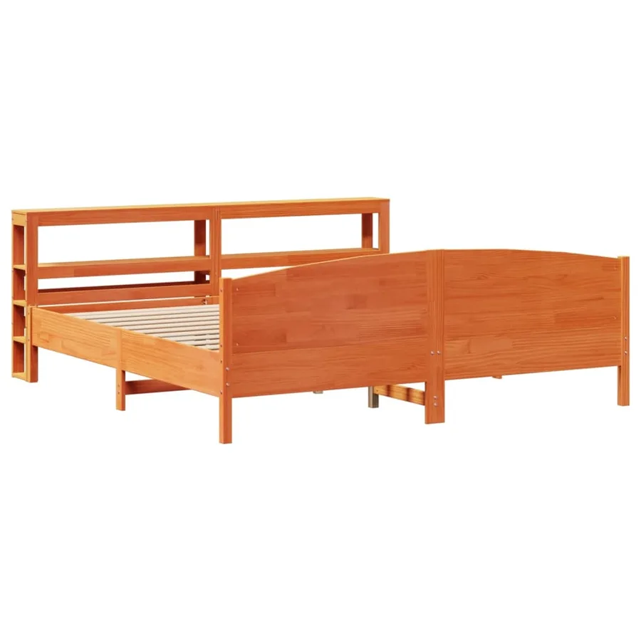 Cadre de lit sans matelas cire marron 180x200cm bois pin massif - 3