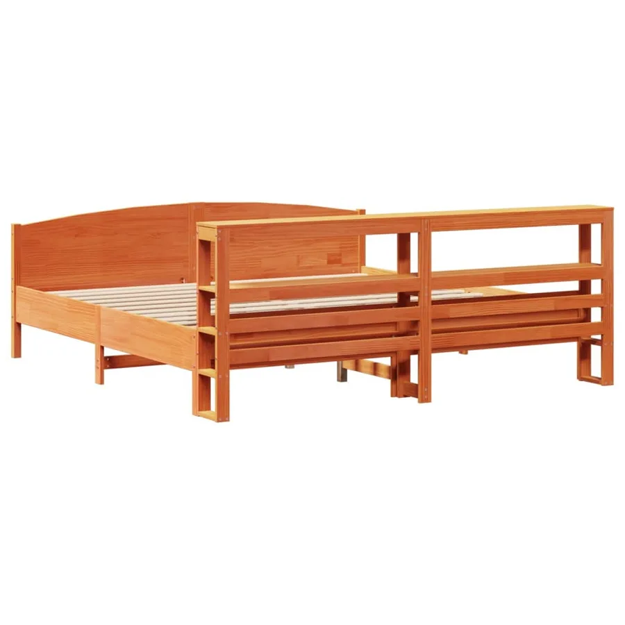 Cadre de lit sans matelas cire marron 180x200cm bois pin massif - 6