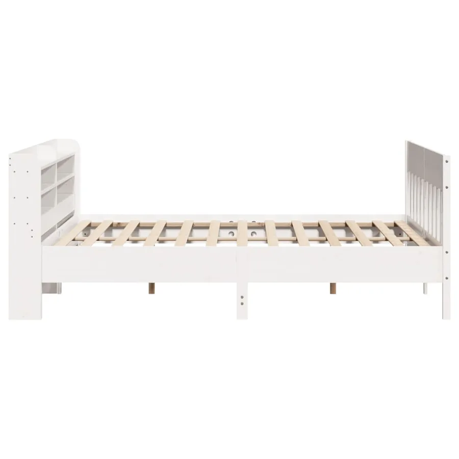 Cadre de lit sans matelas blanc 180x200 cm bois massif de pin - 5