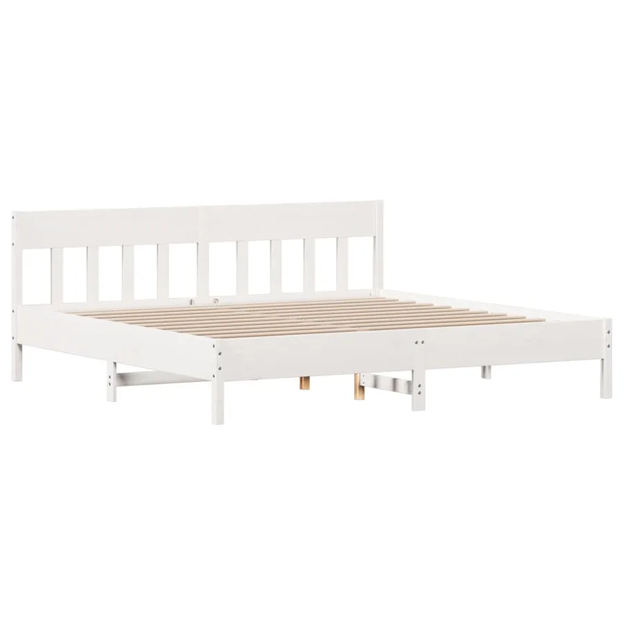 Cadre de lit sans matelas blanc 180x200 cm bois massif de pin - 7