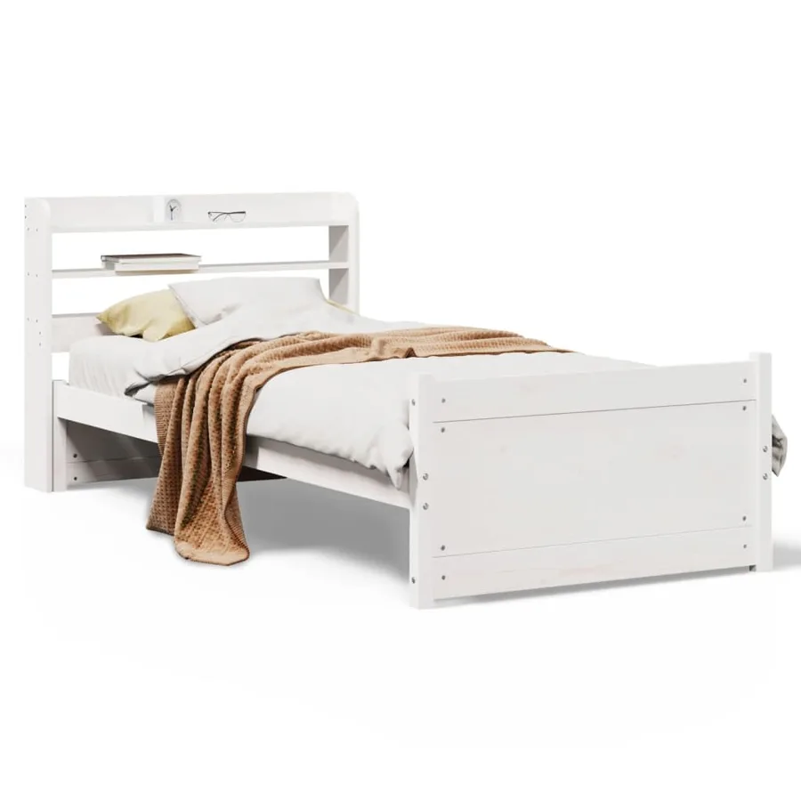 Cadre de lit avec tête de lit sans matelas blanc 90x190 cm - 2