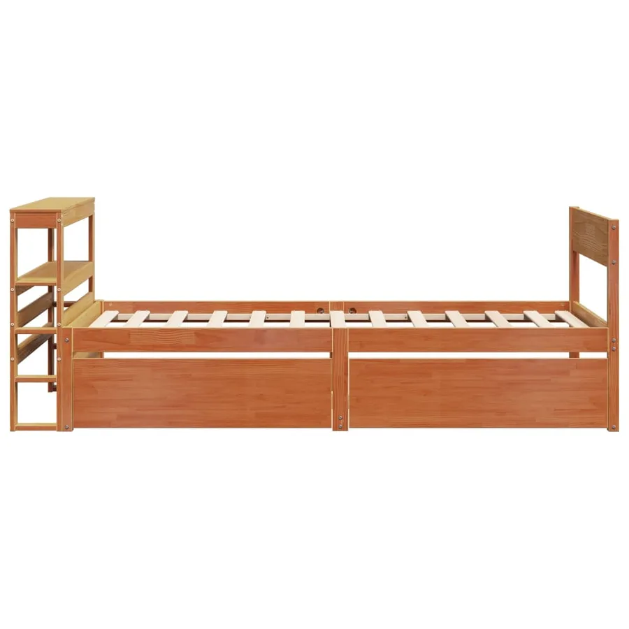 Cadre de lit sans matelas cire marron 100x200cm bois pin massif - 7
