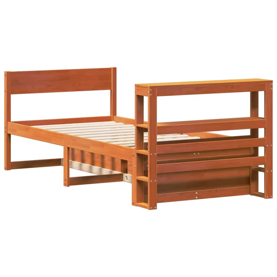 Cadre de lit sans matelas cire marron 100x200cm bois pin massif - 8
