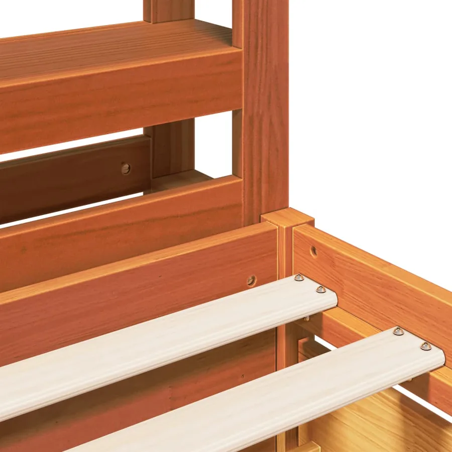 Cadre de lit sans matelas cire marron 100x200cm bois pin massif - 9