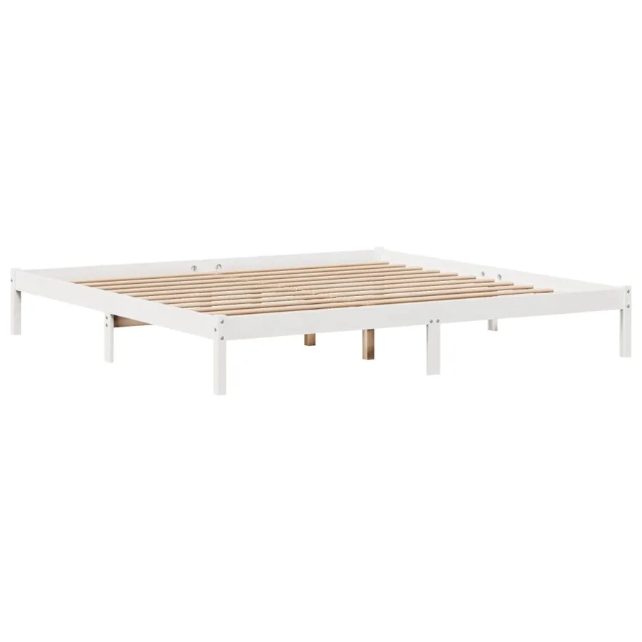 Cadre de lit sans matelas blanc 180x200 cm bois massif de pin - 7