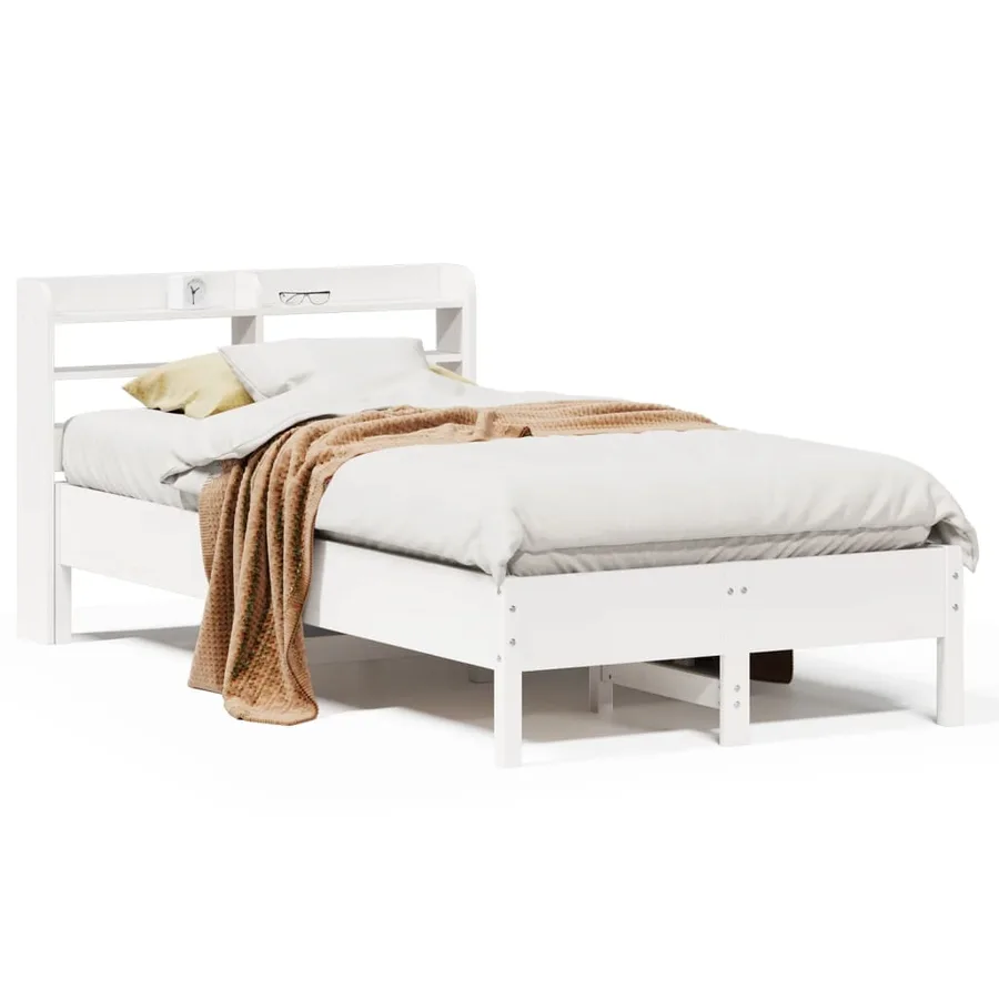 Cadre de lit sans matelas blanc 120x200 cm bois de pin massif - 2