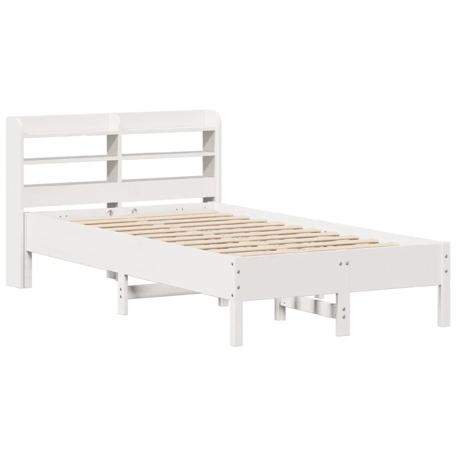 Cadre de lit sans matelas blanc 120x200 cm bois de pin massif - 3