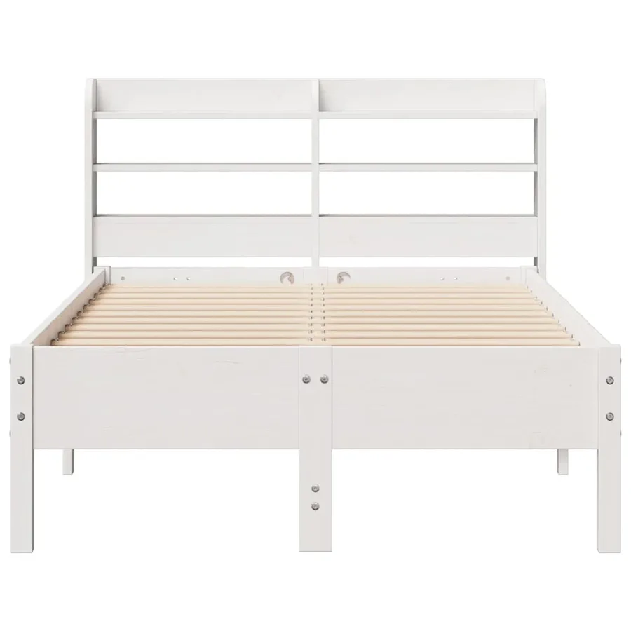 Cadre de lit sans matelas blanc 120x200 cm bois de pin massif - 4