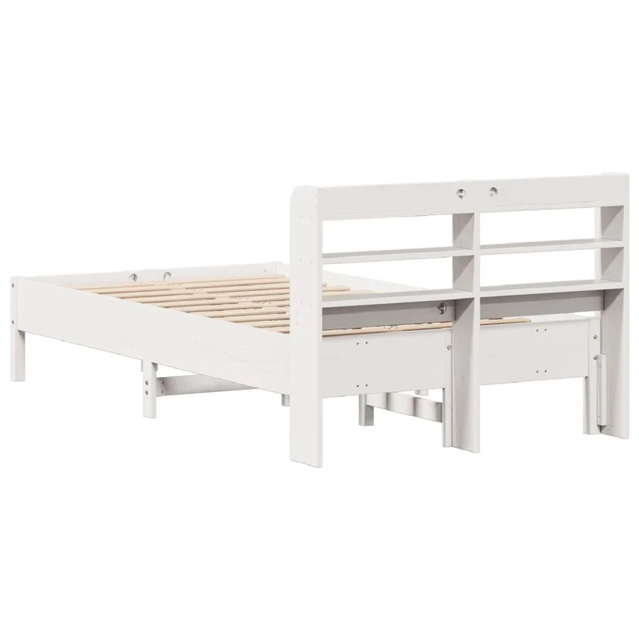 Cadre de lit sans matelas blanc 120x200 cm bois de pin massif - 6