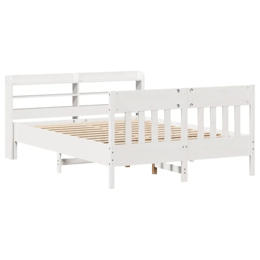 Cadre de lit sans matelas blanc 120x200 cm bois de pin massif - 3