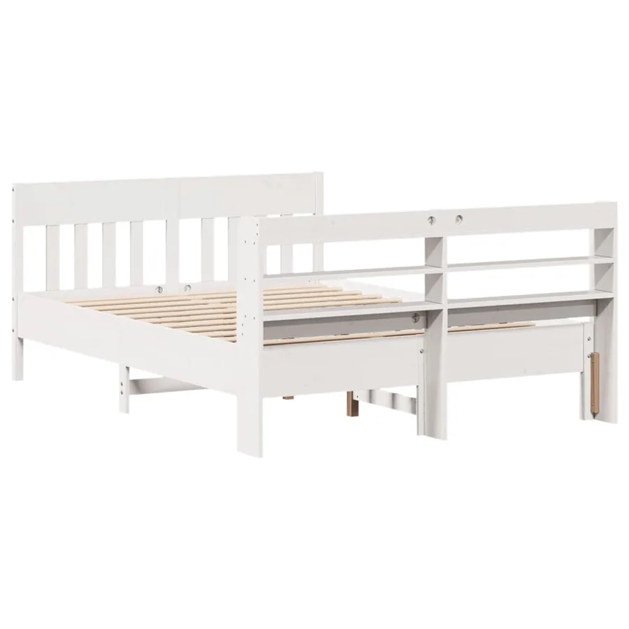 Cadre de lit sans matelas blanc 120x200 cm bois de pin massif - 6