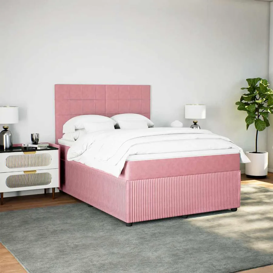 Sommier à lattes de lit avec matelas Rose 160x200 cm Velours - 3