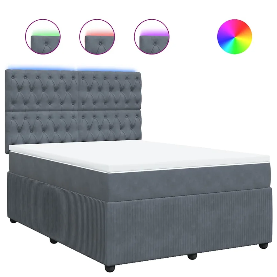 Sommier à lattes de lit et matelas Gris foncé 160x200cm Velours - 2