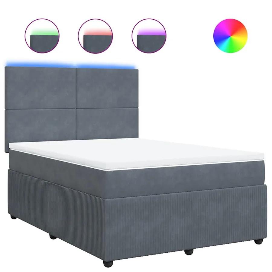 Sommier à lattes de lit et matelas Gris foncé 160x200cm Velours - 2