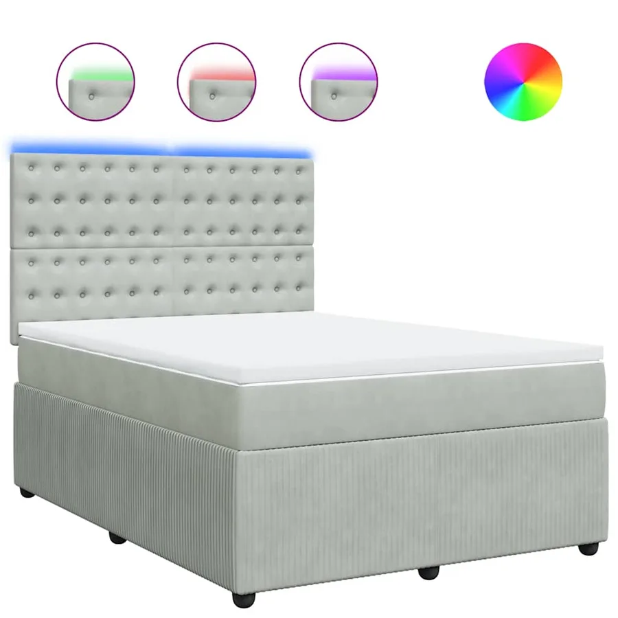 Sommier à lattes de lit et matelas Gris clair 160x200cm Velours - 2