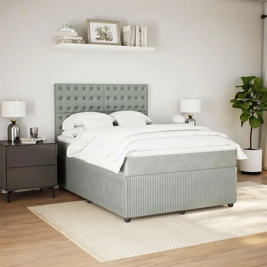 Sommier à lattes de lit et matelas Gris clair 160x200cm Velours - 4