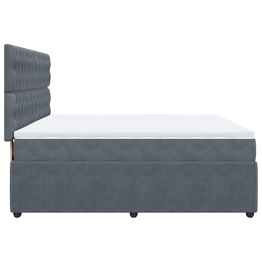 Sommier à lattes de lit et matelas Gris foncé 180x200cm Velours - 7