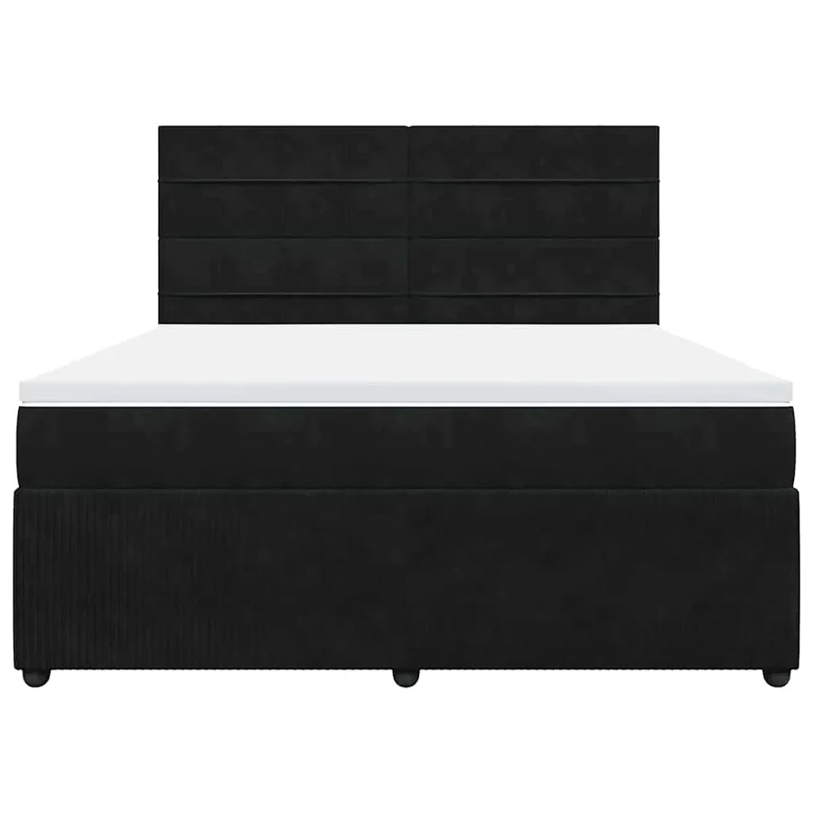 Sommier à lattes de lit avec matelas Noir 180x200 cm Velours - 4