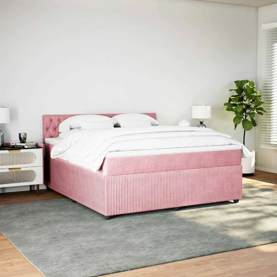 Sommier à lattes de lit avec matelas Rose 180x200 cm Velours - 4