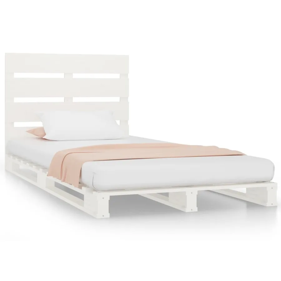 Cadre de lit sans matelas blanc 90x200 cm bois de pin massif - 2