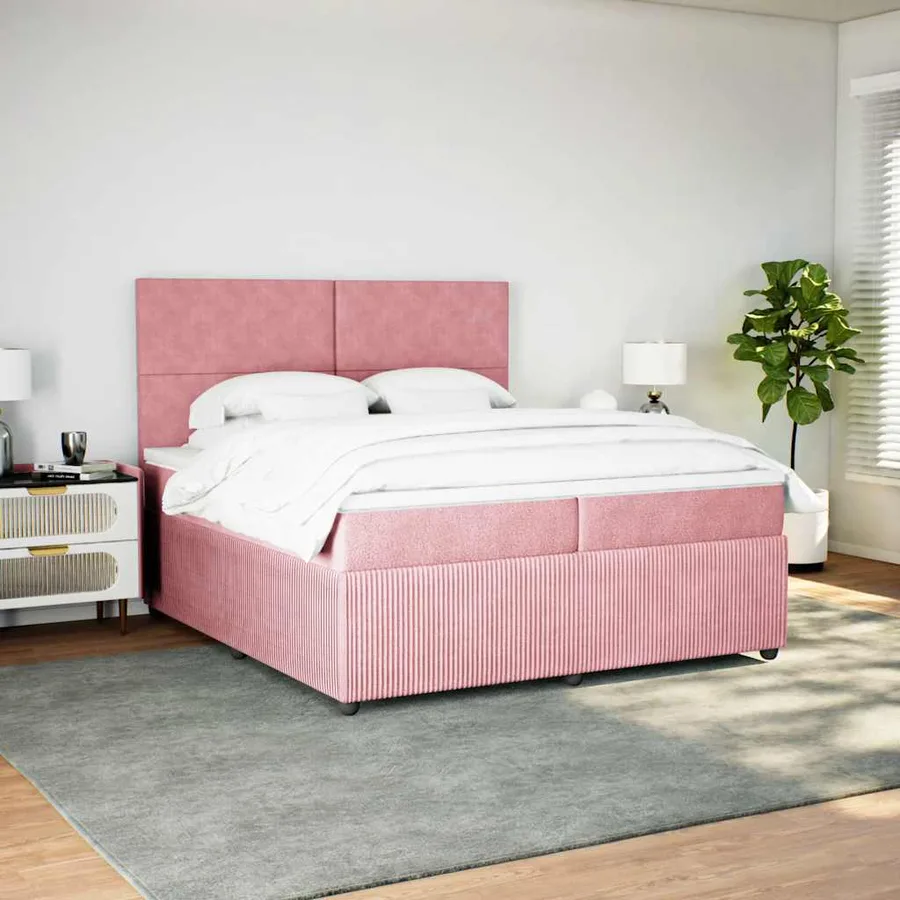 Sommier à lattes de lit avec matelas Rose 200x200 cm Velours - 3