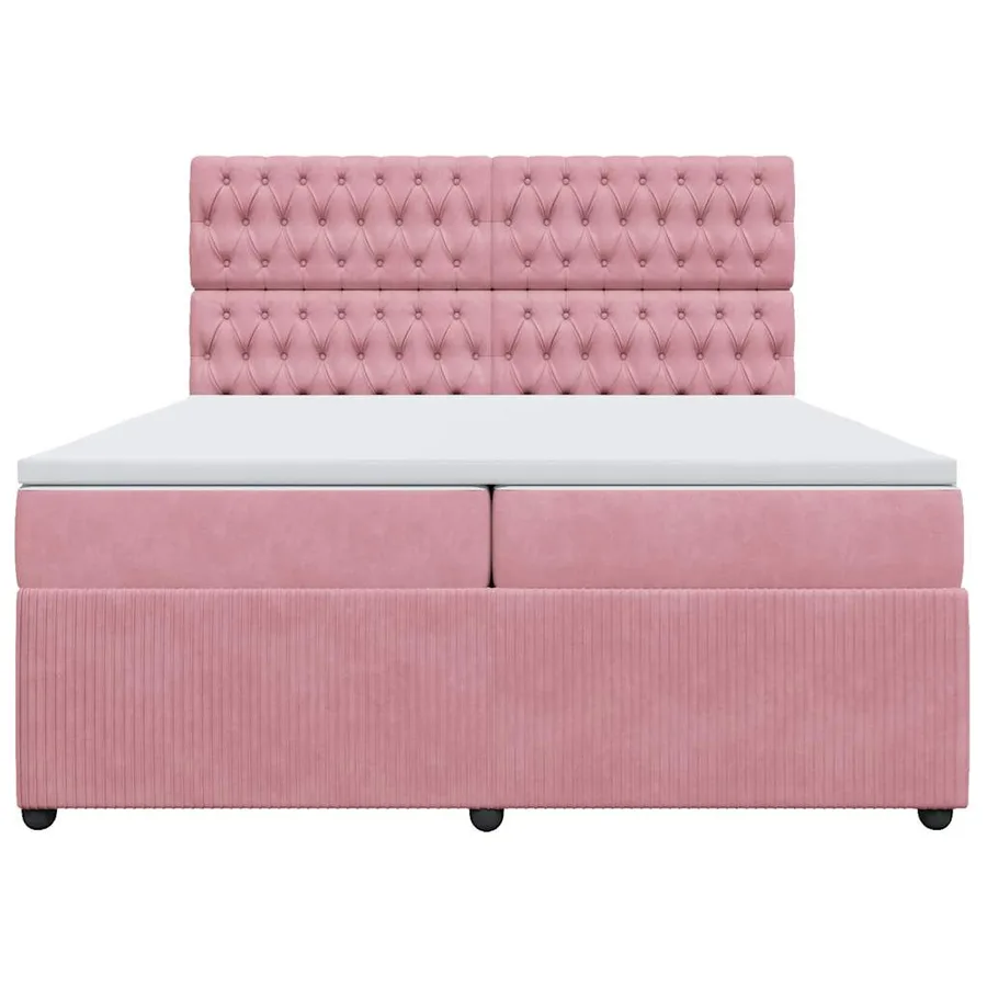 Sommier à lattes de lit avec matelas Rose 200x200 cm Velours - 4