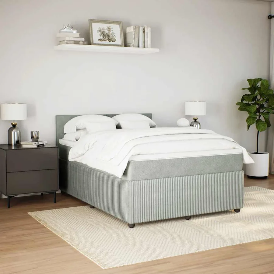 Sommier à lattes de lit et matelas Gris clair 140x200cm Velours - 5