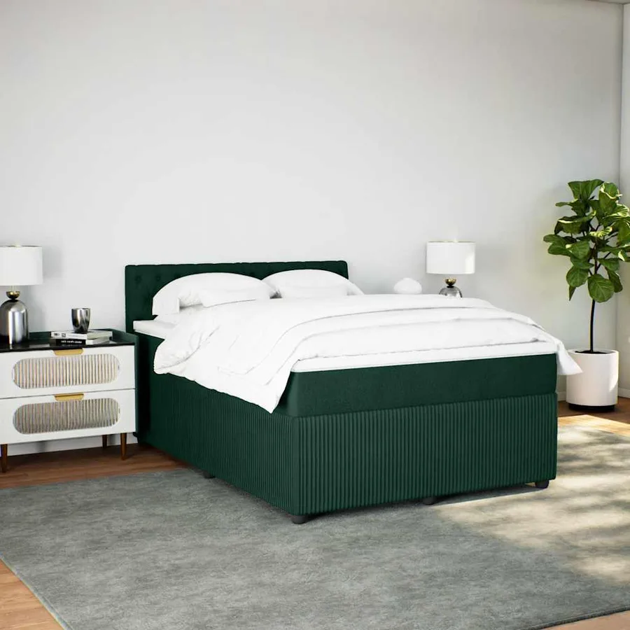 Sommier à lattes de lit et matelas Vert foncé 140x200cm Velours - 3