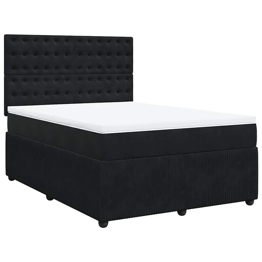 Sommier à lattes de lit avec matelas Noir 140x200 cm Velours - 2
