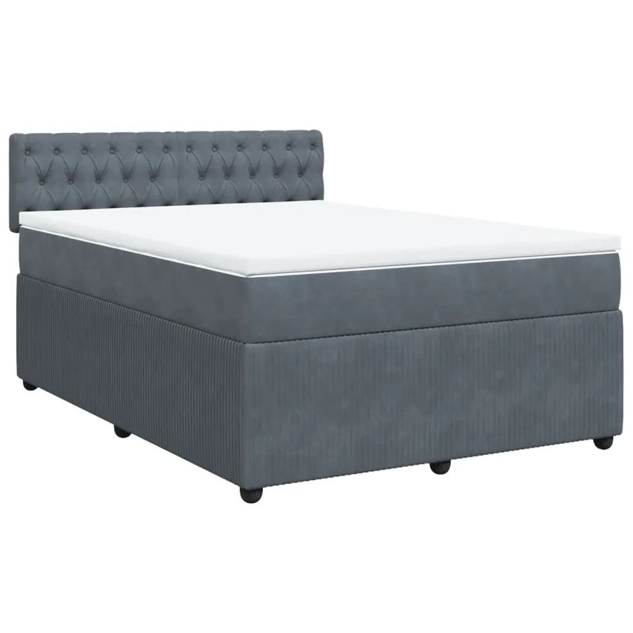 Sommier à lattes de lit et matelas Gris foncé 140x200cm Velours - 2