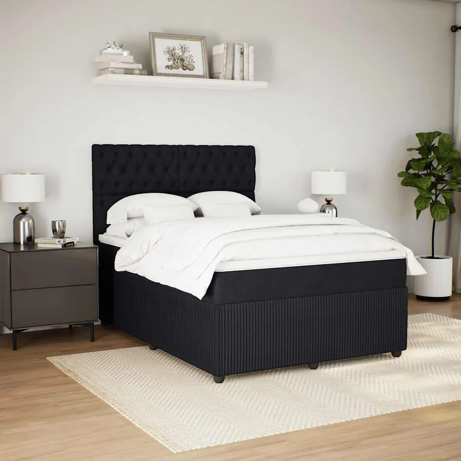 Sommier à lattes de lit avec matelas Noir 140x200 cm Velours - 3