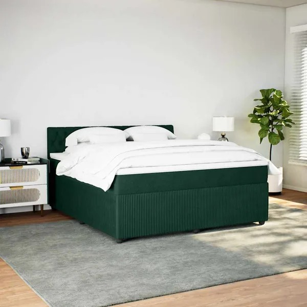 Sommier à lattes de lit et matelas Vert foncé 180x200cm Velours