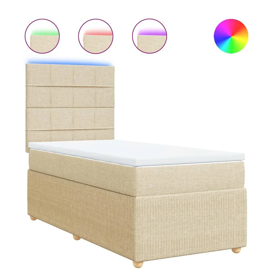 Sommier à lattes de lit et matelas Crème 90x190 cm Tissu - 2