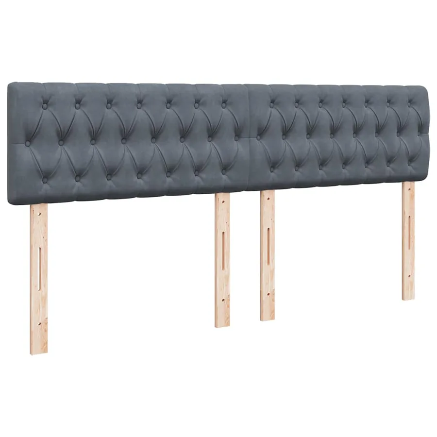 Sommier à lattes de lit et matelas Gris foncé 200x200cm Velours - 5